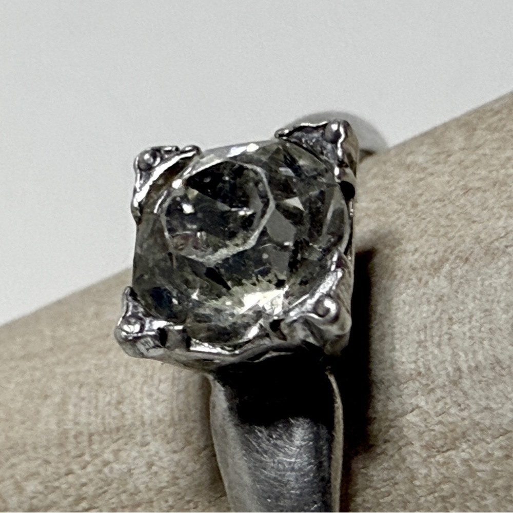 Sterling Silver Ring With Clear Solitaire Gemston… - image 7